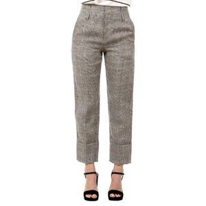 Brunello Cucinnelli SS/19 Beige & Black Linen Check Trousers